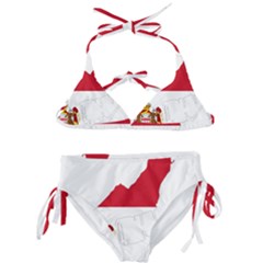 Monaco Country Europe Flag Borders Kids  Classic Bikini Set by Sapixe