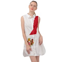 Monaco Country Europe Flag Borders Sleeveless Shirt Dress by Sapixe