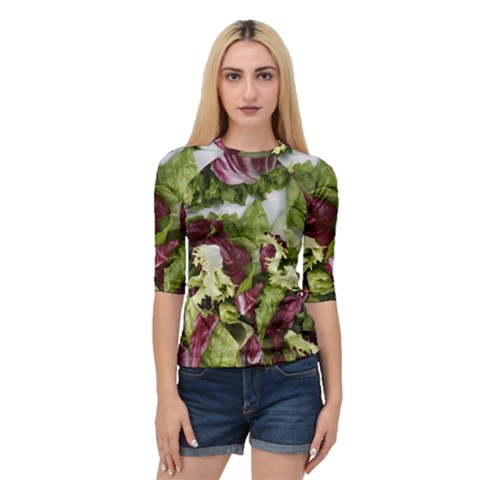 Salad Lettuce Vegetable Quarter Sleeve Raglan Tee by Sapixe