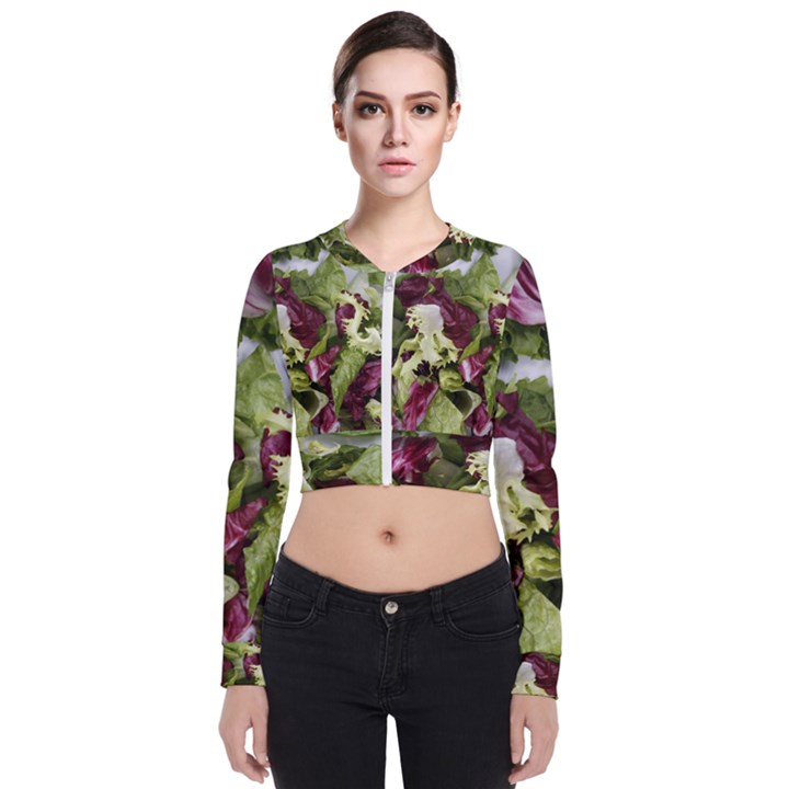 Salad Lettuce Vegetable Long Sleeve Zip Up Bomber Jacket