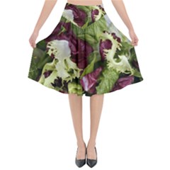 Salad Lettuce Vegetable Flared Midi Skirt