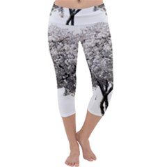 Nature Tree Blossom Bloom Cherry Capri Yoga Leggings by Sapixe