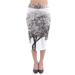 Nature Tree Blossom Bloom Cherry Midi Pencil Skirt by Sapixe