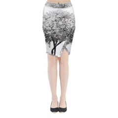 Nature Tree Blossom Bloom Cherry Midi Wrap Pencil Skirt by Sapixe