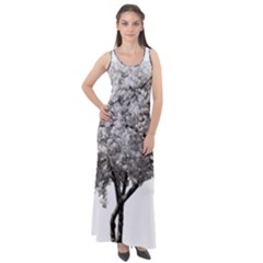 Nature Tree Blossom Bloom Cherry Sleeveless Velour Maxi Dress