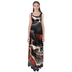 Confederate Flag Usa America United States Csa Civil War Rebel Dixie Military Poster Skull Empire Waist Maxi Dress