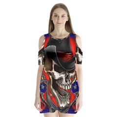 Confederate Flag Usa America United States Csa Civil War Rebel Dixie Military Poster Skull Shoulder Cutout Velvet One Piece by Sapixe