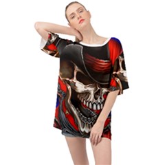 Confederate Flag Usa America United States Csa Civil War Rebel Dixie Military Poster Skull Oversized Chiffon Top by Sapixe