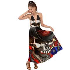 Confederate Flag Usa America United States Csa Civil War Rebel Dixie Military Poster Skull Backless Maxi Beach Dress by Sapixe