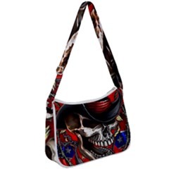 Confederate Flag Usa America United States Csa Civil War Rebel Dixie Military Poster Skull Zip Up Shoulder Bag