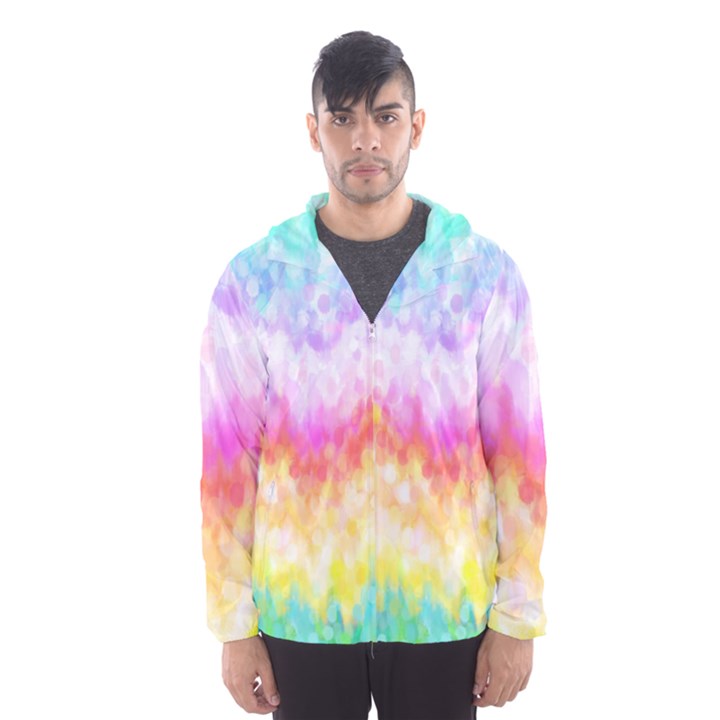 Rainbow Pontilism Background Men s Hooded Windbreaker