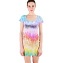 Rainbow Pontilism Background Short Sleeve Bodycon Dress View1