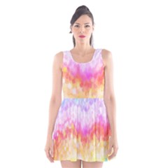 Rainbow Pontilism Background Scoop Neck Skater Dress