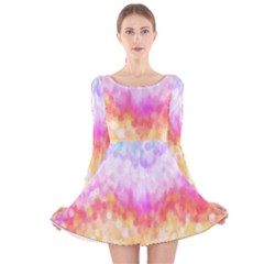 Rainbow Pontilism Background Long Sleeve Velvet Skater Dress