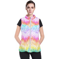 Rainbow Pontilism Background Women s Puffer Vest