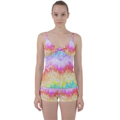 Rainbow Pontilism Background Tie Front Two Piece Tankini