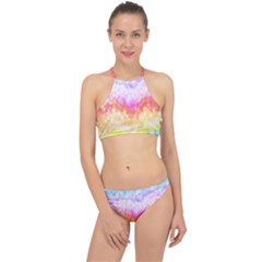 Rainbow Pontilism Background Racer Front Bikini Set by Sapixe