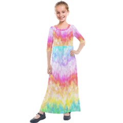 Rainbow Pontilism Background Kids  Quarter Sleeve Maxi Dress by Sapixe