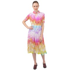 Rainbow Pontilism Background Keyhole Neckline Chiffon Dress by Sapixe