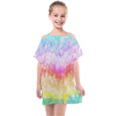 Rainbow Pontilism Background Kids  One Piece Chiffon Dress by Sapixe