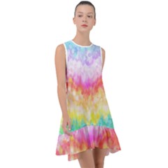 Rainbow Pontilism Background Frill Swing Dress by Sapixe