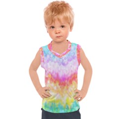 Rainbow Pontilism Background Kids  Mesh Tank Top