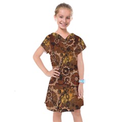 Steampunk Patter With Gears Kids  Drop Waist Dress by FantasyWorld7