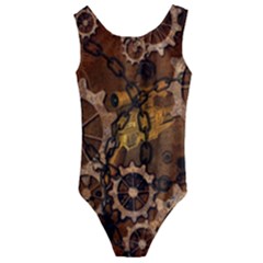 Steampunk Patter With Gears Kids  Cut-out Back One Piece Swimsuit by FantasyWorld7