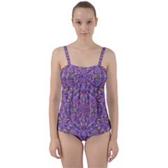 Skyscape In Rainbows And A Flower Star So Bright Twist Front Tankini Set by pepitasart