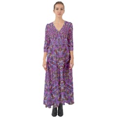 Skyscape In Rainbows And A Flower Star So Bright Button Up Boho Maxi Dress