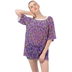 Skyscape In Rainbows And A Flower Star So Bright Oversized Chiffon Top by pepitasart