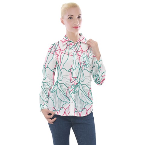 Flowers Women s Long Sleeve Pocket Shirt by EvgeniaEsenina