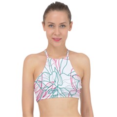 Flowers Racer Front Bikini Top