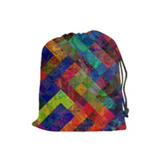 Abstract Colored Grunge Pattern Drawstring Pouch (large) by fashionpod