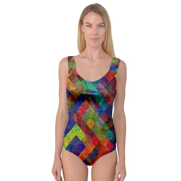 Abstract Colored Grunge Pattern Princess Tank Leotard 