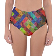 Abstract Colored Grunge Pattern Reversible High-waist Bikini Bottoms by fashionpod