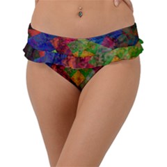 Abstract Colored Grunge Pattern Frill Bikini Bottom by fashionpod