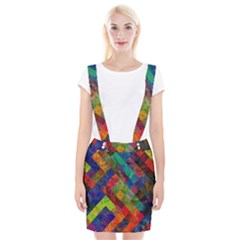 Abstract Colored Grunge Pattern Braces Suspender Skirt by fashionpod