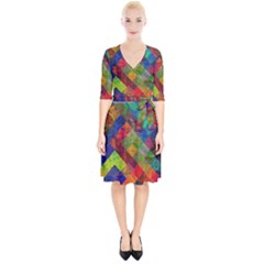 Abstract Colored Grunge Pattern Wrap Up Cocktail Dress by fashionpod