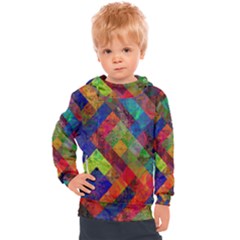 Abstract Colored Grunge Pattern Kids  Hooded Pullover