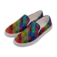 Abstract Colored Grunge Pattern Women s Canvas Slip Ons