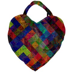 Abstract Colored Grunge Pattern Giant Heart Shaped Tote