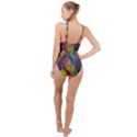 Abstract Colored Grunge Pattern High Neck One Piece Swimsuit View2