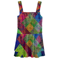 Abstract Colored Grunge Pattern Kids  Layered Skirt Swimsuit by fashionpod