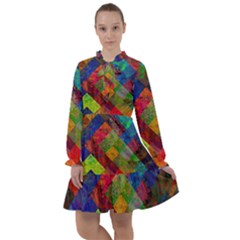 Abstract Colored Grunge Pattern All Frills Chiffon Dress