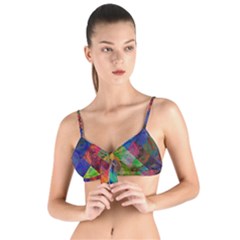 Abstract Colored Grunge Pattern Tie Up Cut Bikini Top