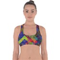 Abstract Colored Grunge Pattern Cross Back Hipster Bikini Top  View1