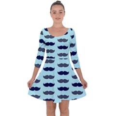 Beard Pattern Quarter Sleeve Skater Dress