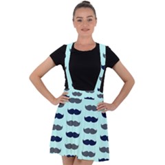 Beard Pattern Velvet Suspender Skater Skirt