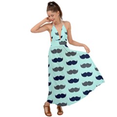 Beard Pattern Backless Maxi Beach Dress